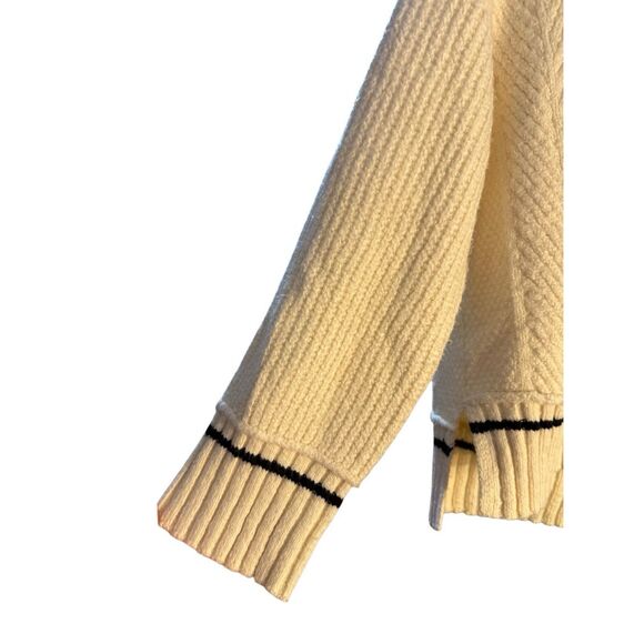 ANTHROPOLOGIE Maeve The Tillie V-Neck Pullover Sweater Sz XS Petite Ivory Chunky - Picture 9 of 11